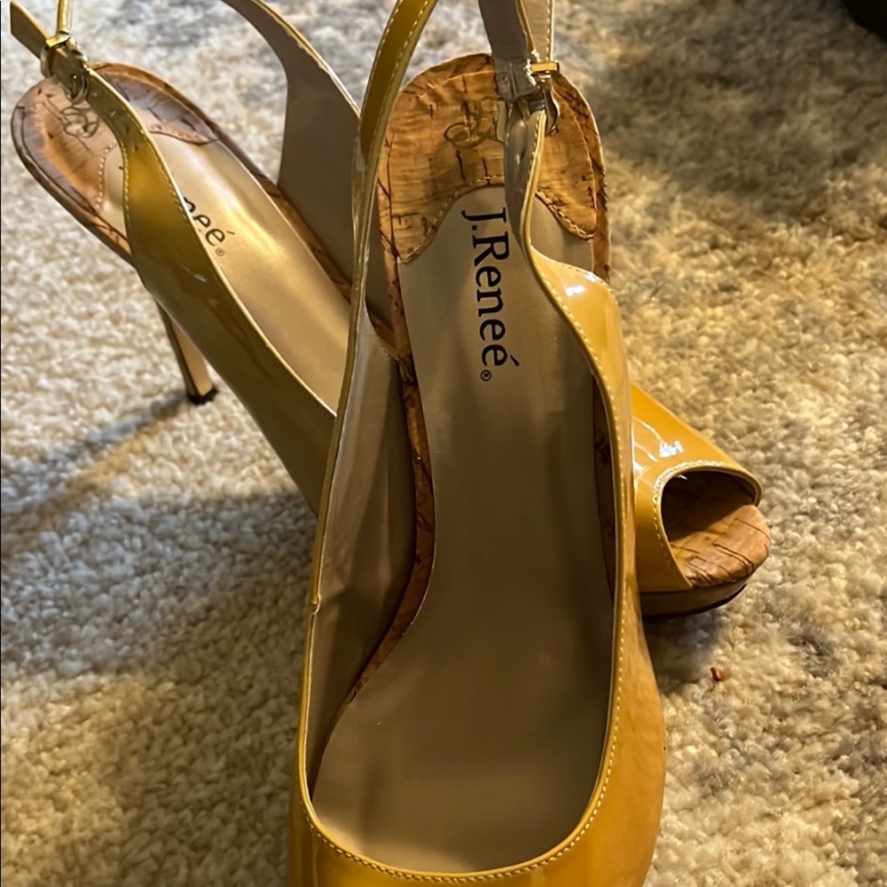 J.Renee Yellow Slingback Heels Peep Toe
